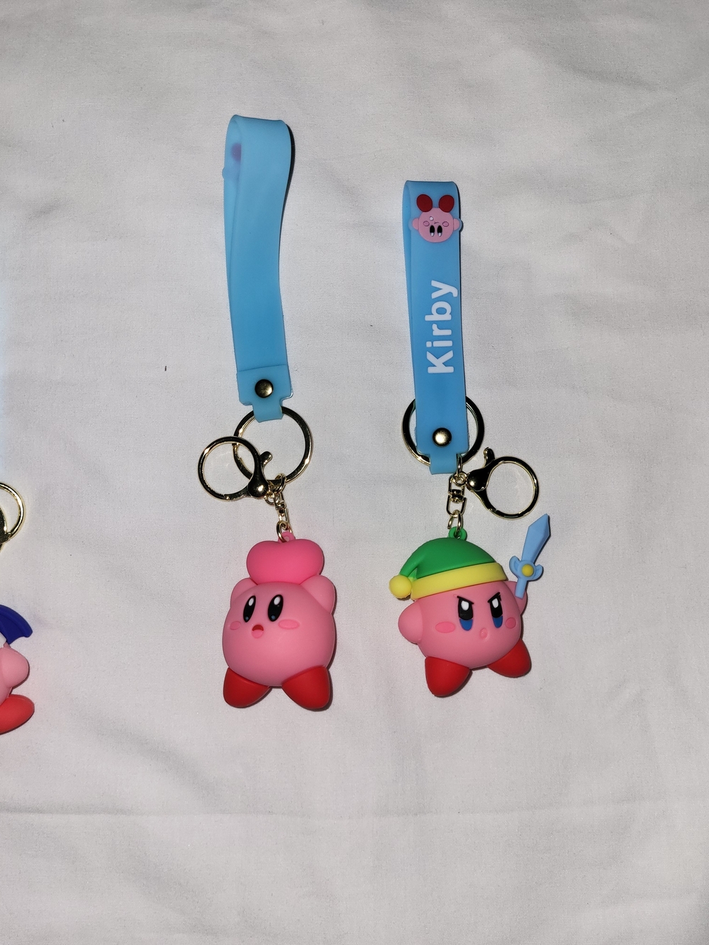 Kirby  Blue Character Keychain Set with Pink Charms
